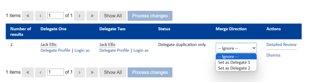 Duplicate delegate function